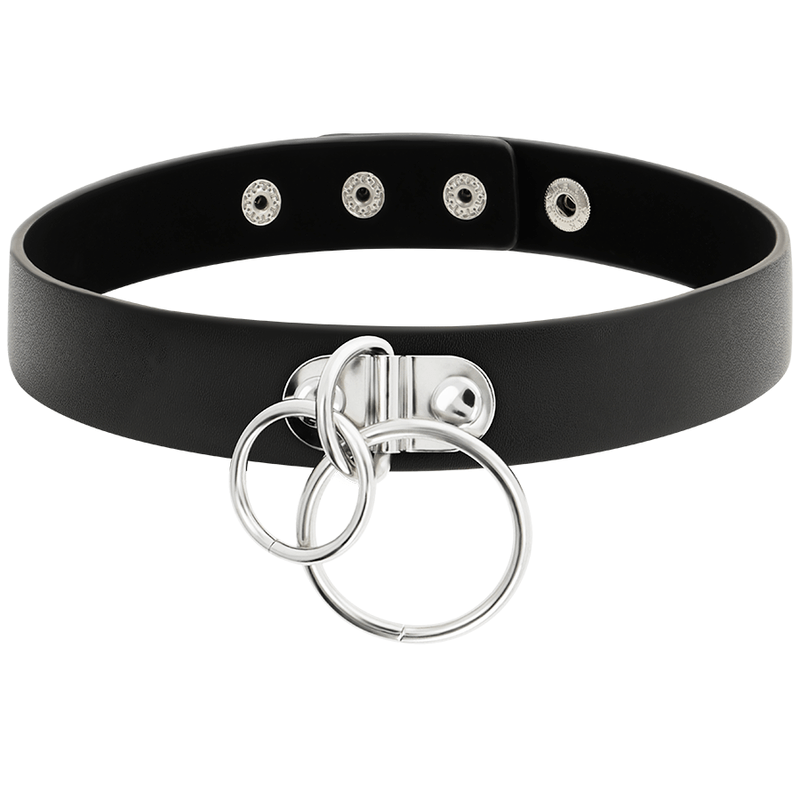 COQUETTE CHIC DESIRE – RAS DE COU DOUBLE ANNEAU EN CUIR VÉGAN