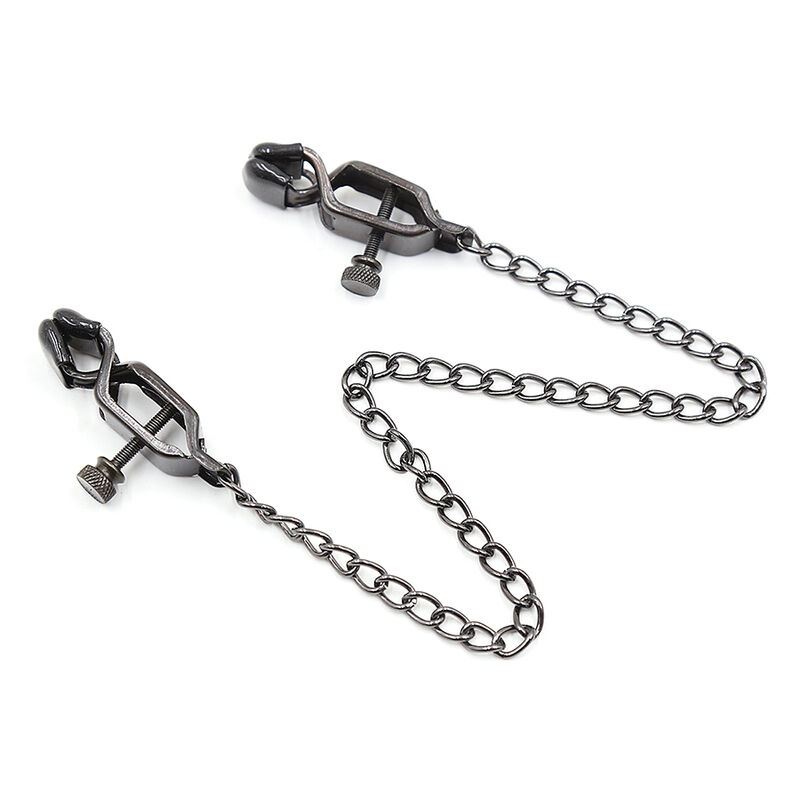 OHMAMA FETISH – PINCES MÉTALLIQUES AVEC CHAÎNE NOIRE