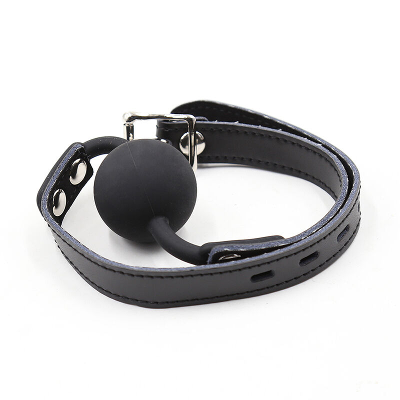 OHMAMA FETISH – BÂILLON BALLE EN SILICONE AVEC CEINTURE EN CUIR (CADENAS INCLUS)