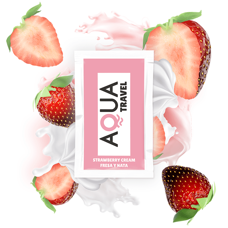 AQUA TRAVEL – LUBRIFIANT À BASE DEAU SAVEUR CRÈME DE FRAISE 6 ML