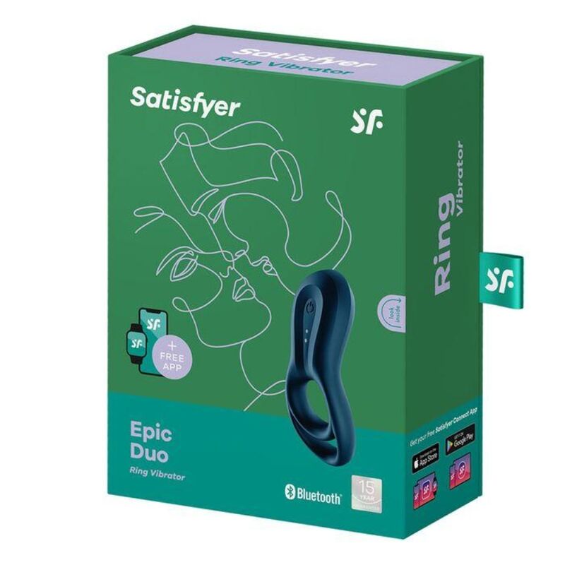 SATISFYER – APPLICATION EPIC DUO RING VIBRATOR BLEU