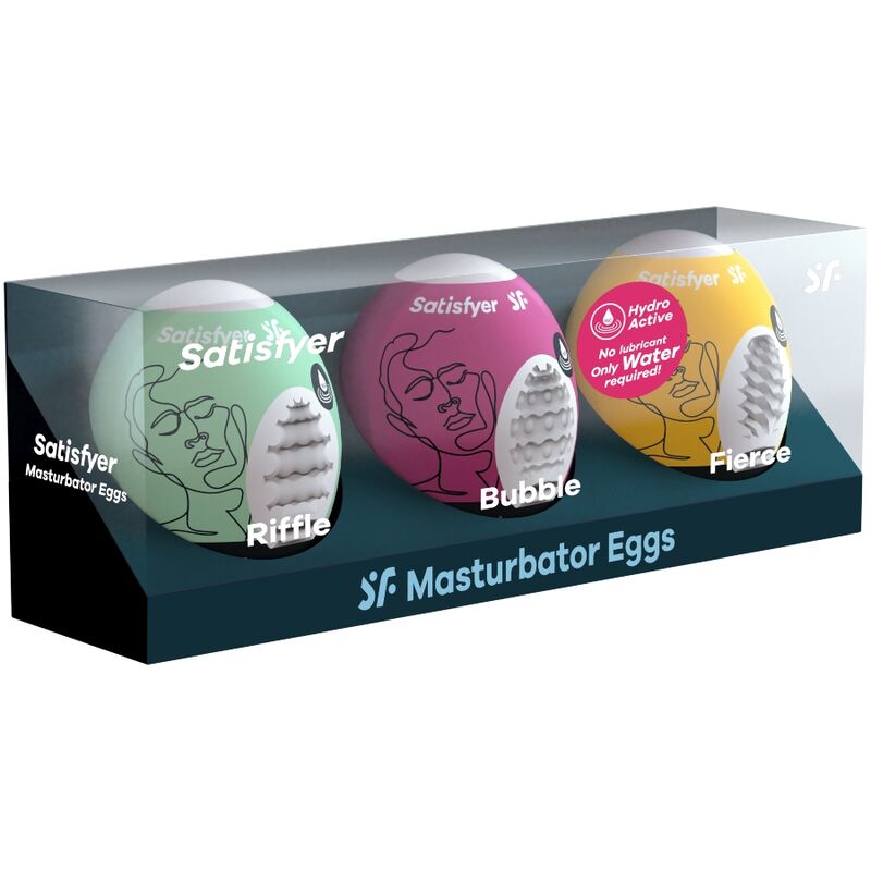 SATISFYER – 3 OEUFS MASTURBATEURS RIFFLE, BUBBLE  FIERCE