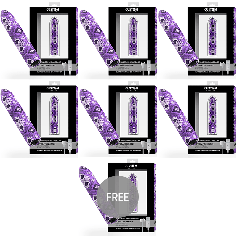 CUSTOM BULLETS – RECHARGEABLE SNAKE VIOLET MAGNETIQUE BULLET 10 INTENSITES 6 + 1 OFFERTE