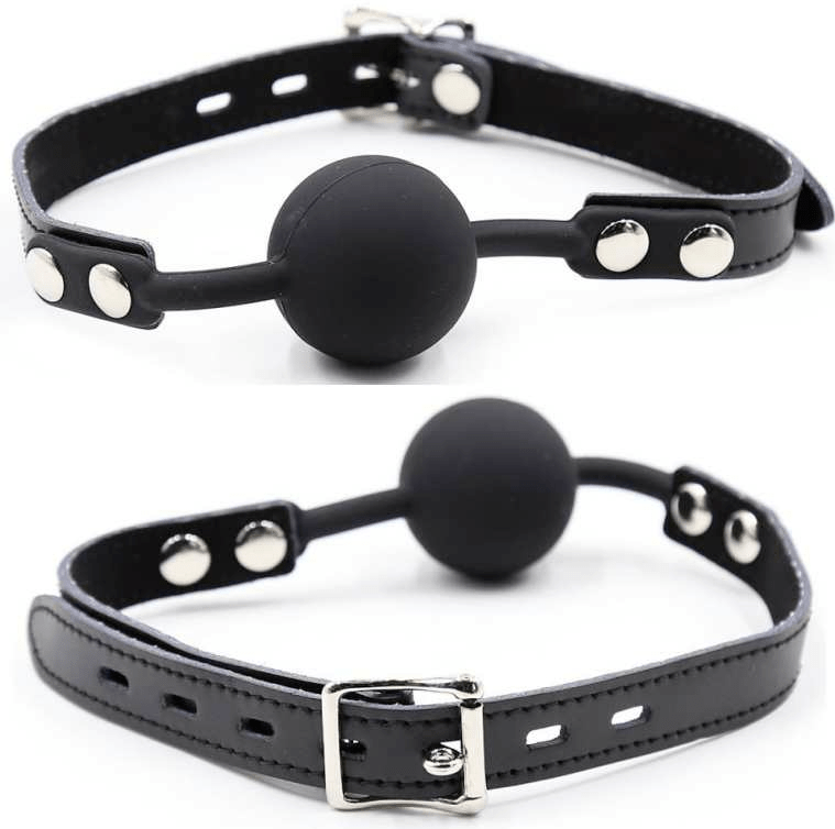 OHMAMA FETISH – BÂILLON BALLE EN SILICONE AVEC CEINTURE EN CUIR (CADENAS INCLUS)