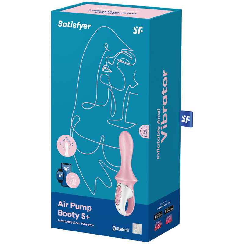 SATISFYER – AIR PUMP BOOTY 5+ VIBRATEUR ANAL GONFLABLE ROSE