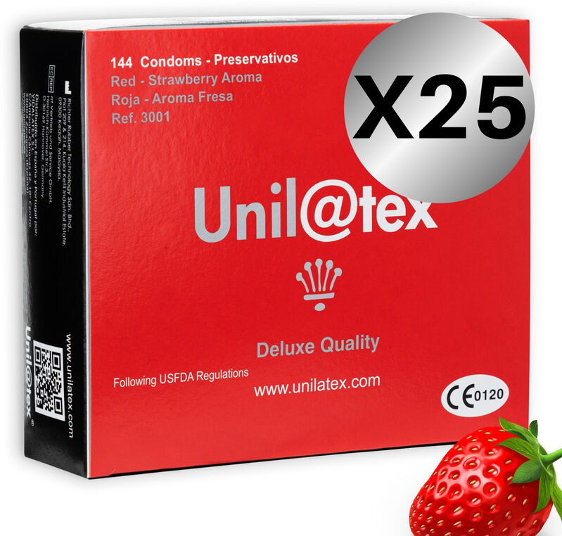 UNILATEX – CONSERVATEURS ROUGE / FRAISE PACK 25 X 144 UNITÉS