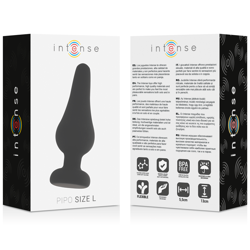 INTENSE – PLUG ANAL PIPO L SILICONE NOIR 13 CM