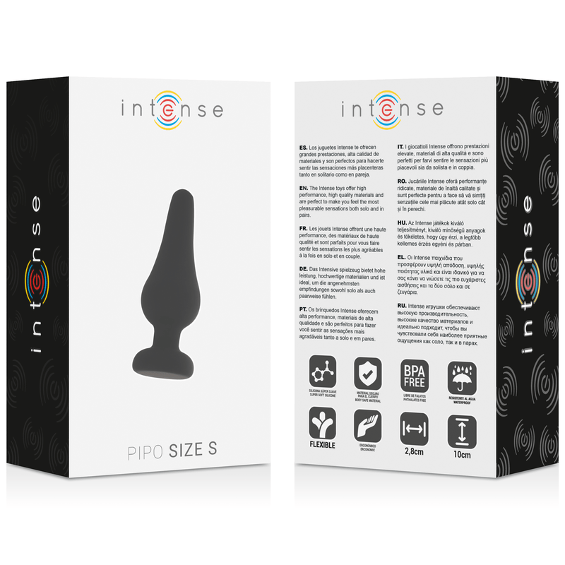 INTENSE – PLUG ANAL PIPO S SILICONE NOIR 9,8 CM