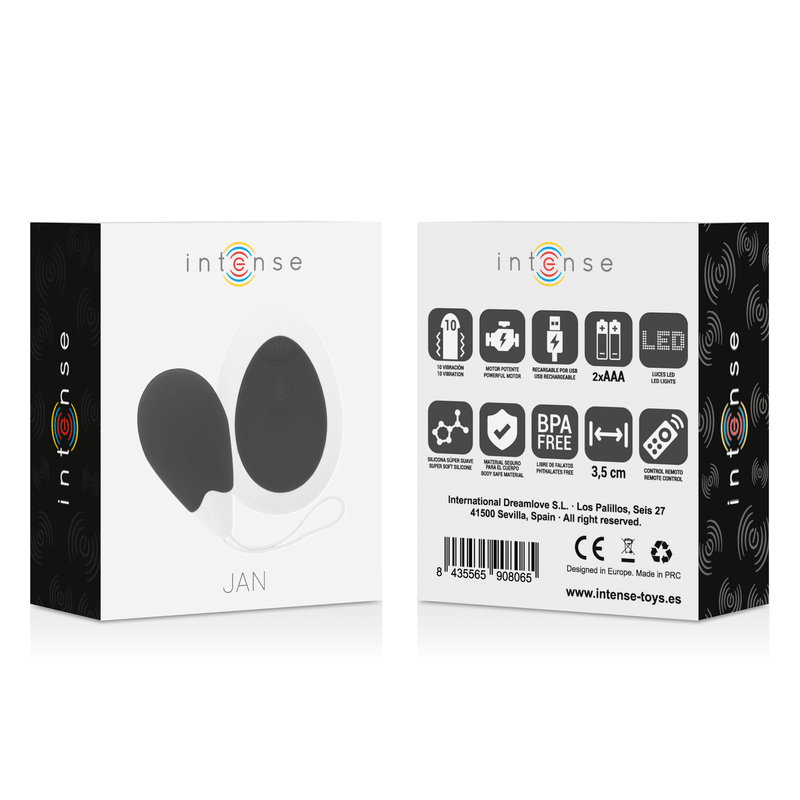 INTENSE – OEUF VIBRANT JAN TÉLÉCOMMANDE NOIR