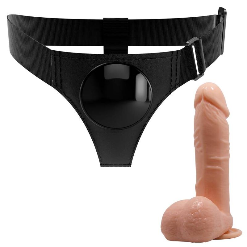 PRETTY LOVE – HARNAIS SLIPS HARNAIS UNIVERSEL AVEC GODE TOM 20 CM NATUREL