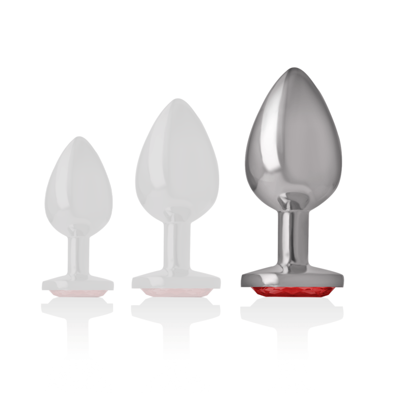 INTENSE – PLUG ANAL EN MÉTAL ALUMINIUM AVEC CRISTAL ROUGE TAILLE L