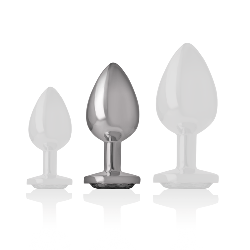 INTENSE – PLUG ANAL EN MÉTAL ALUMINIUM AVEC VERRE NOIR TAILLE M