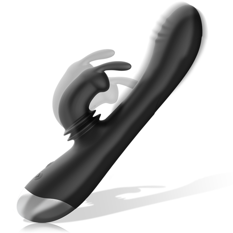 BLACKSILVER – DJ. STIMULATEUR DE LAPIN RECHARGEABLE EN SILICONE ADAM NOIR