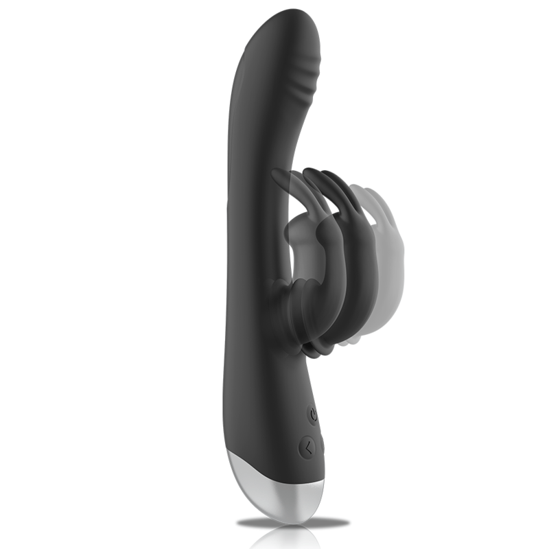 BLACKSILVER – DJ. STIMULATEUR DE LAPIN RECHARGEABLE EN SILICONE ADAM NOIR