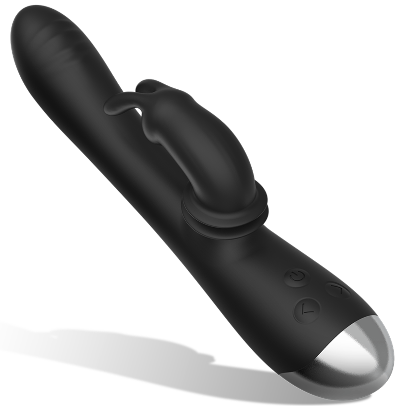 BLACKSILVER – DJ. STIMULATEUR DE LAPIN RECHARGEABLE EN SILICONE ADAM NOIR