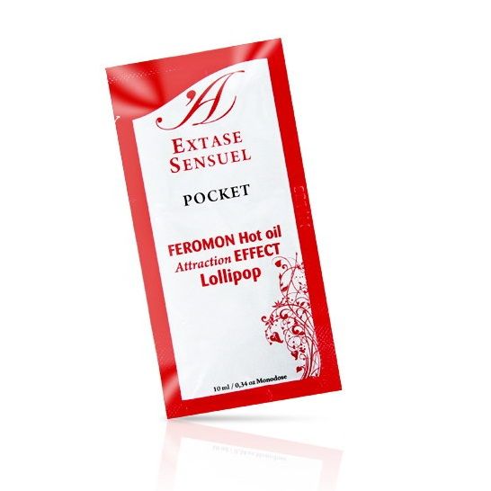 EXTASE SENSUAL – HUILE DE MASSAGE AUX PHÉROMONES EFFET CHALEUR SUCETTE 10 ML