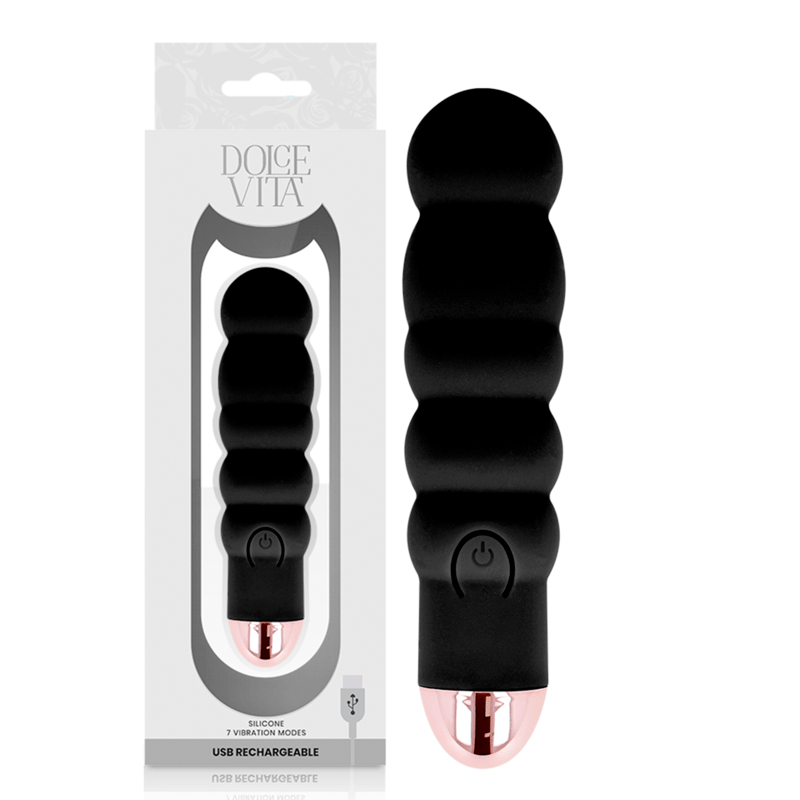 DOLCE VITA – VIBRATEUR RECHARGEABLE SIX NOIR 7 VITESSES