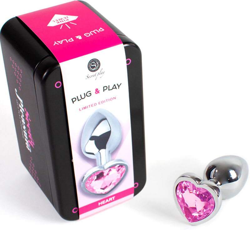 SECRETPLAY – PLUG ANAL EN MÉTAL COEUR FUCHSIA PETITE TAILLE 7 CM