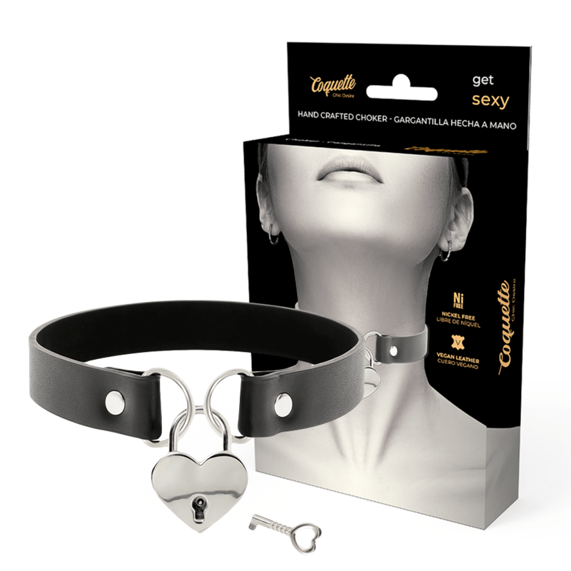 COQUETTE CHIC DESIRE – COLLIER EN CUIR VEGAN AVEC ACCESSOIRE COEUR AVEC CL?
