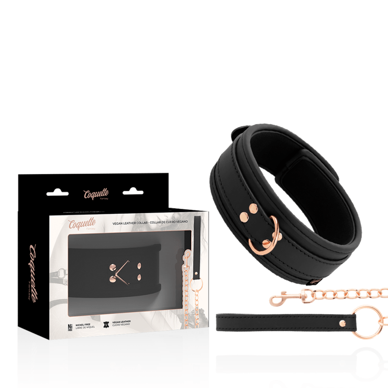 COQUETTE CHIC DESIRE – COLLIER FANTAISIE EN CUIR VÉGAN AVEC BRACELET ET DOUBLURE EN NÉOPRÈNE