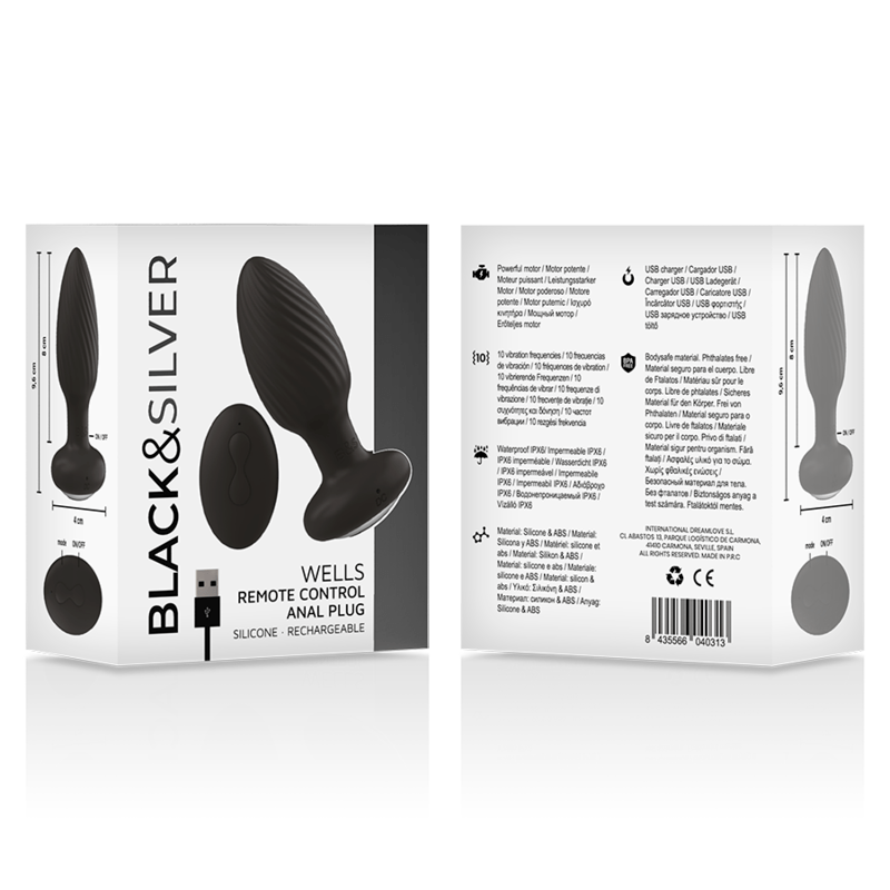 BLACKSILVER – TÉLÉCOMMANDE DU ROTATEUR ANAL EN SILICONE WELLS PLUG