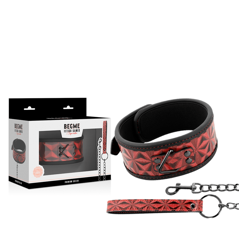 BEGME – COLLIER EN CUIR VÉGAN PREMIUM ÉDITION ROUGE AVEC DOUBLURE EN NÉOPRÈNE