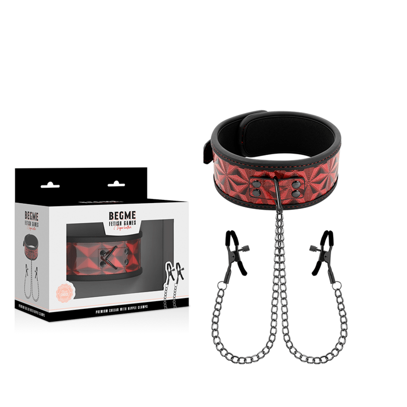 BEGME – COLLIER ÉDITION ROUGE AVEC PINCES  TÉLÉMON AVEC DOUBLURE EN NÉOPRÈNE