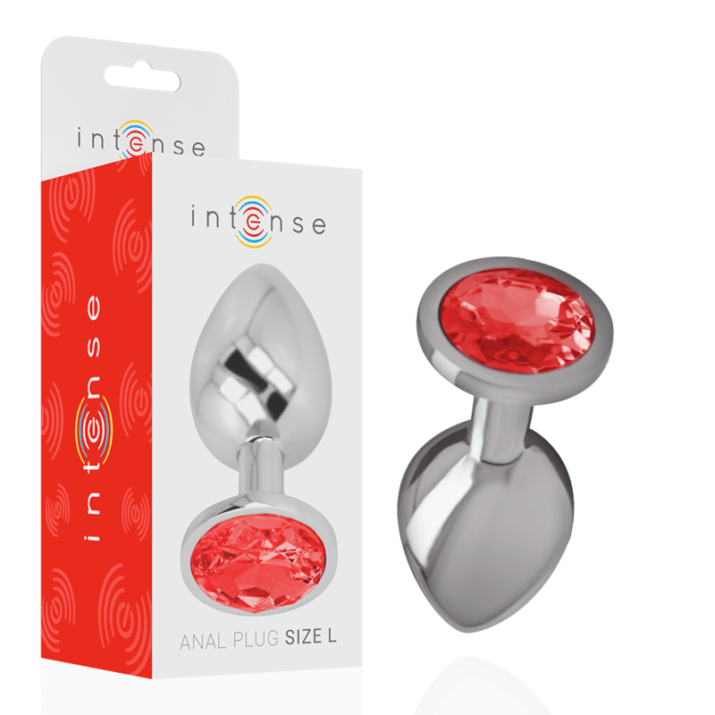 INTENSE – PLUG ANAL EN MÉTAL ALUMINIUM AVEC CRISTAL ROUGE TAILLE L