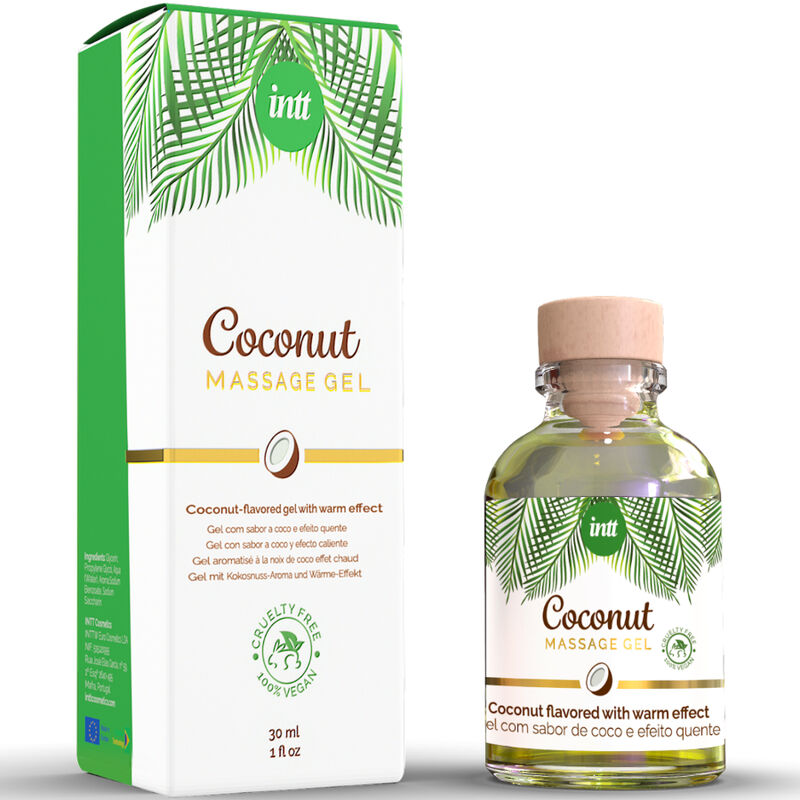 INTT – GEL DE MASSAGE VÉGAN AU SAVEUR DE COCO ET EFFET CHAUFFANT