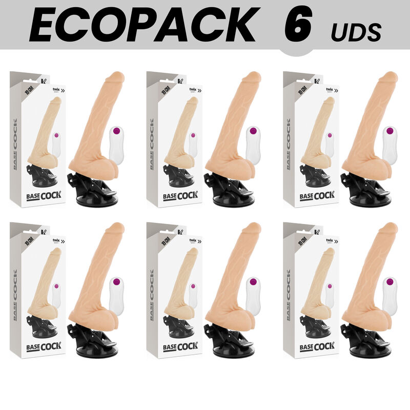 ECOPACK 6 UNITÉS – BASECOCK VIBRATEUR NATUREL RÉALISTE TÉLÉCOMMANDE 19 CM -O- 4 CM