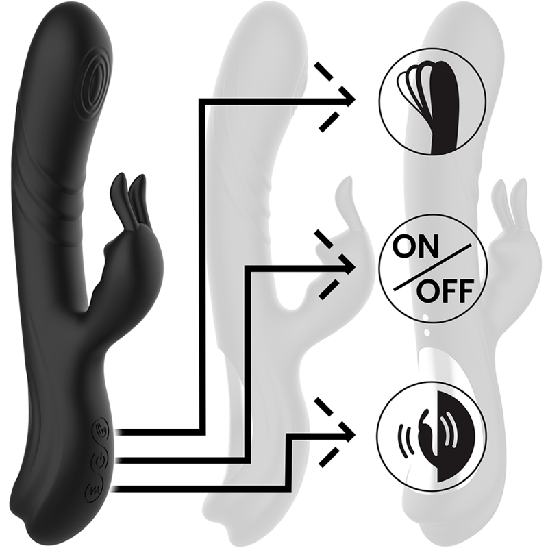 BLACKSILVER – STIMULATEUR DE LAPIN EN SILICONE RECHARGEABLE JAMIE NOIR