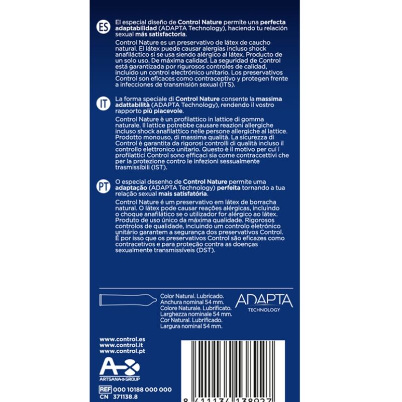 CONTROL – PRÉSERVATIFS ADAPTA NATURE 6 UNITÉS