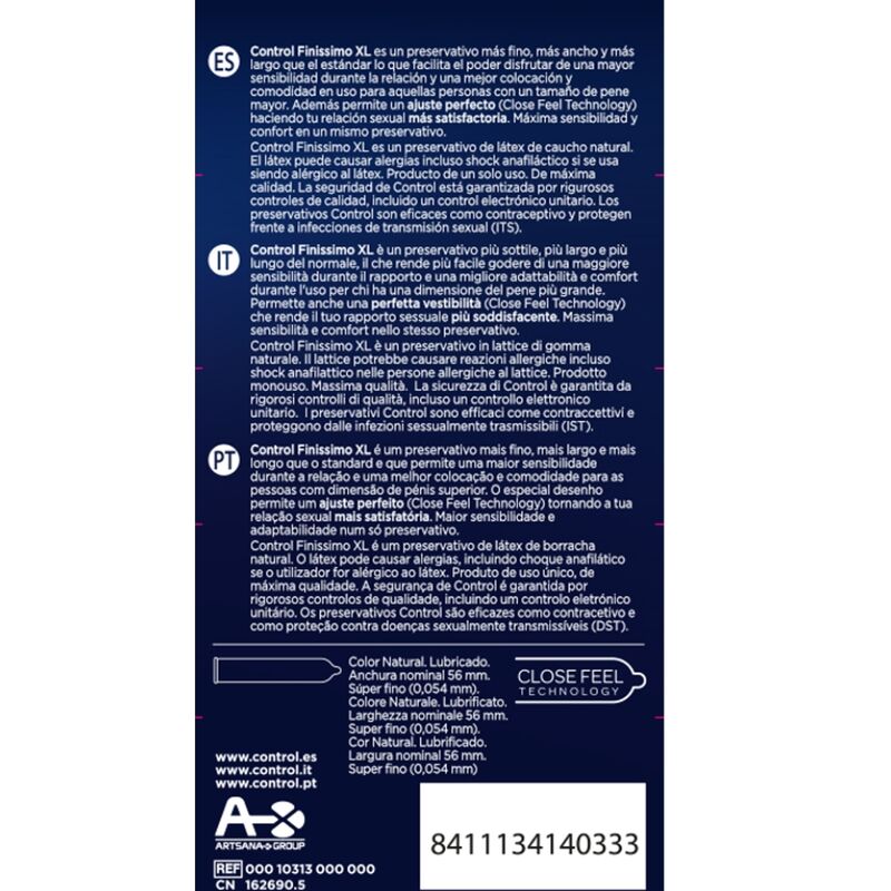 CONTROL – PRÉSERVATIFS FINISSIMO XL 12 UNITÉS