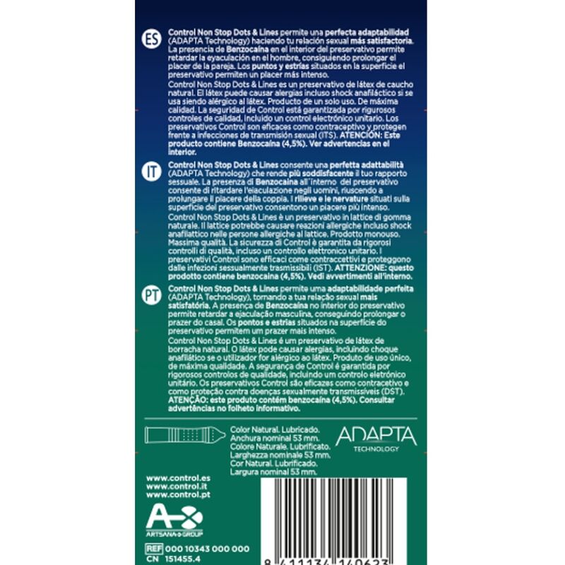 CONTROL – NONSTOP DOTS AND LINES CONDOMS 12 UNITS