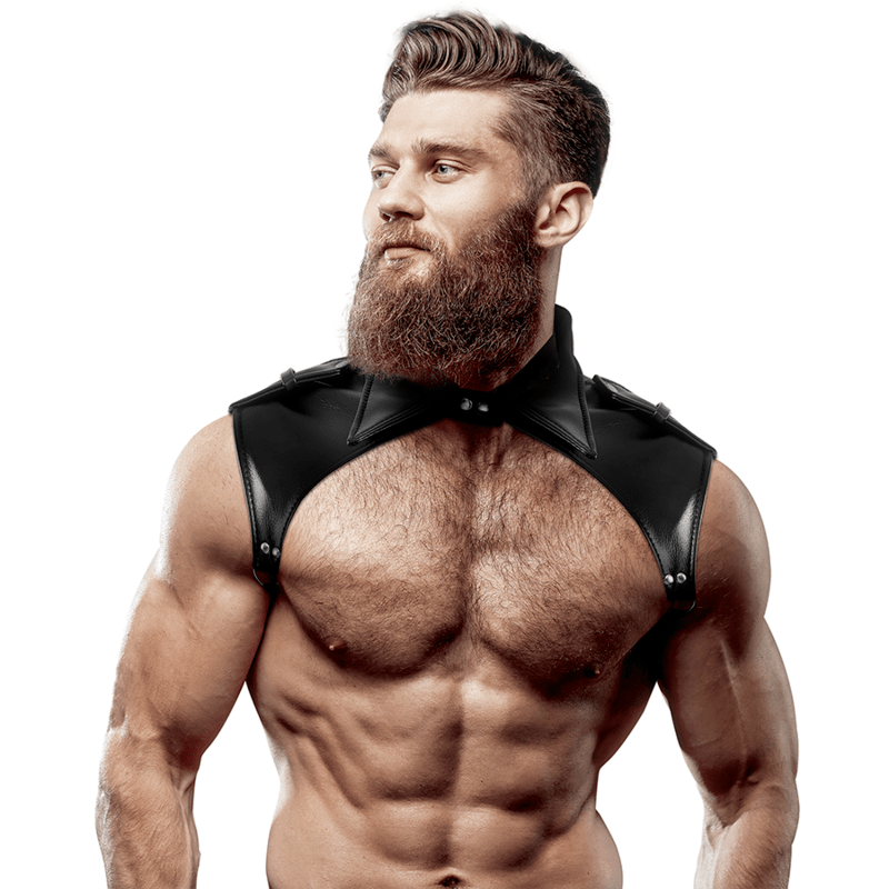 FETISH SUBMISSIVE ATTITUDE – HARNAIS DE COU RÉGLABLE EN ÉCO-CUIR POUR HOMMES BRIGADE