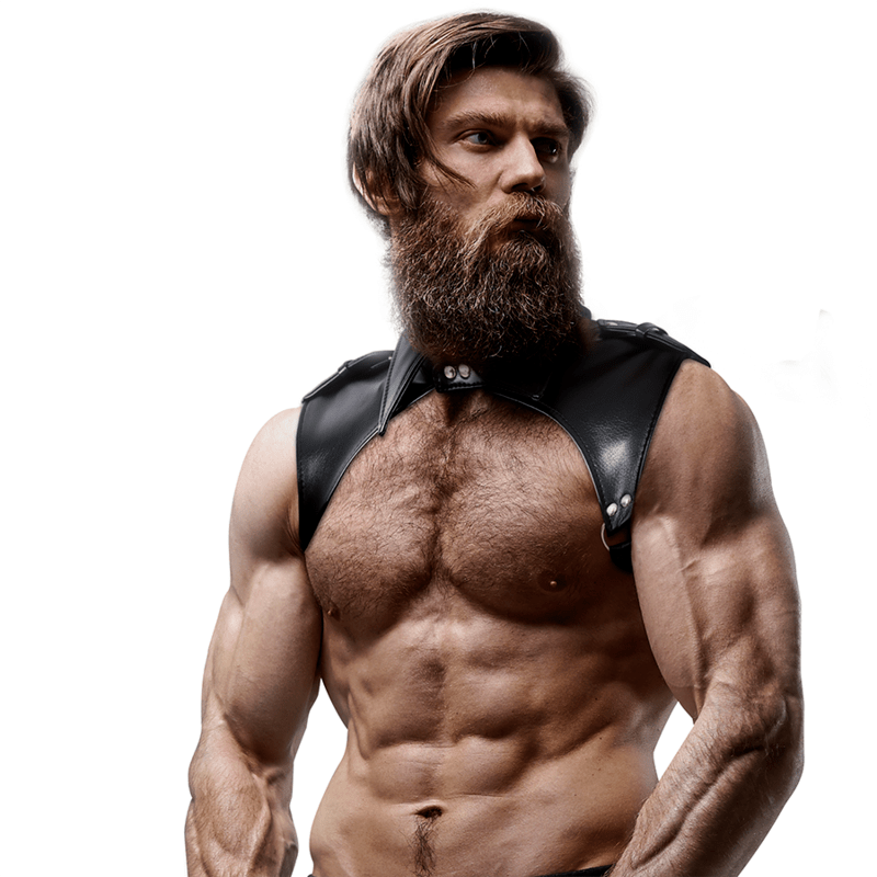 FETISH SUBMISSIVE ATTITUDE – HARNAIS DE COU RÉGLABLE EN ÉCO-CUIR POUR HOMMES BRIGADE