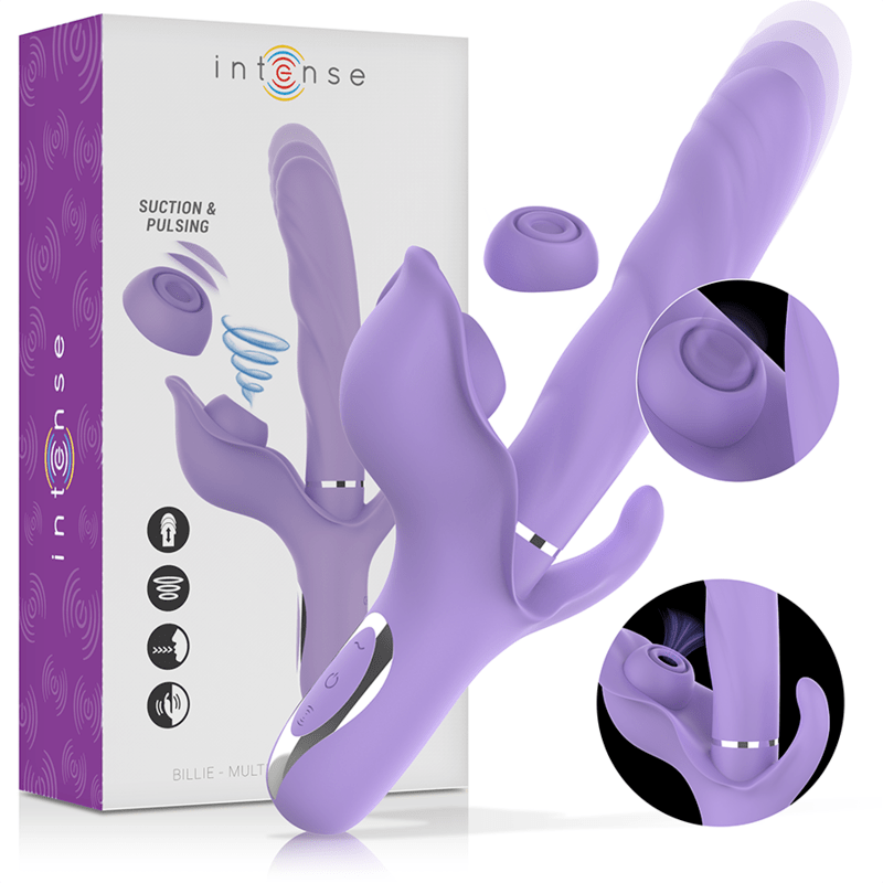 INTENSE – BILLIE VIBRATEUR MULTIFONCTION RECHARGEABLE ONDES STIMULANTES AVEC BOUTON POUSSOIR VIOLET