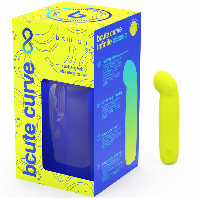 B SWISH – VIBRATEUR EN SILICONE RECHARGEABLE BCUTE CURVE INFINITE CLASSIC ÉDITION LIMITÉE JAUNE