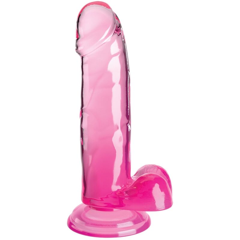 KING COCK – CLEAR PÉNIS RÉALISTE AVEC BOULES 15.2 CM ROSE