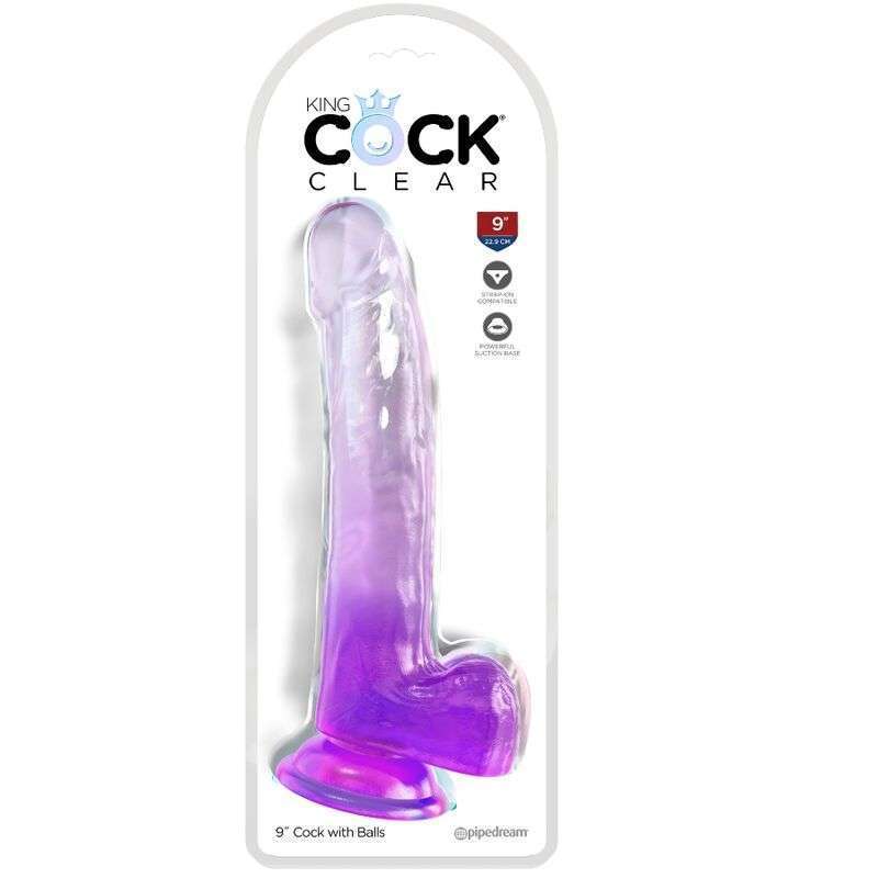 KING COCK – CLEAR GODE AVEC TESTICULES 20.3 CM VIOLET