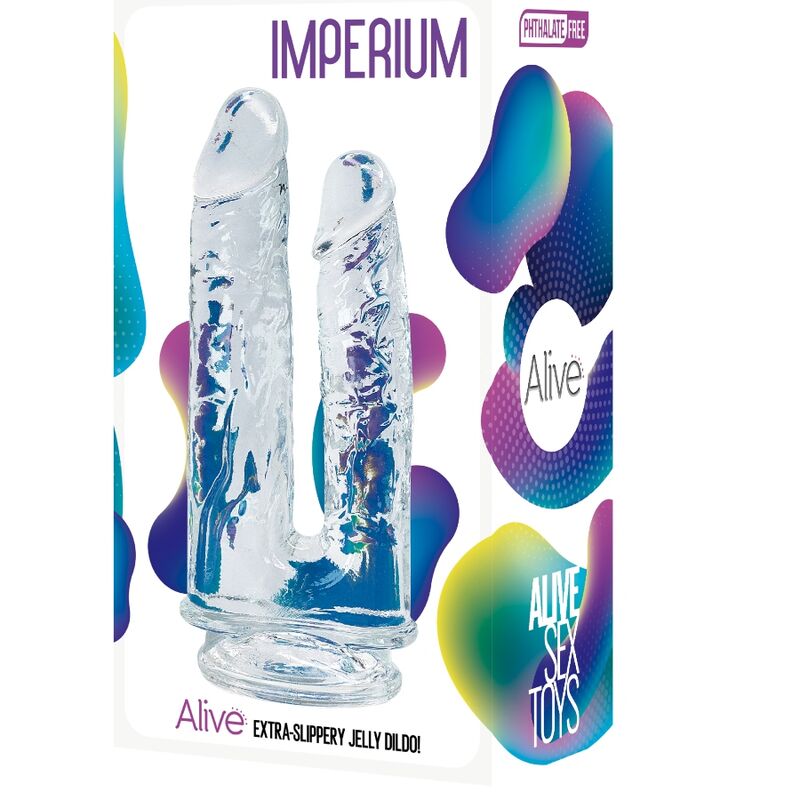 ALIVE – IMPERIUM DOUBLE PÉNIS RÉALISTE TRANSPARENT 12/14 CM