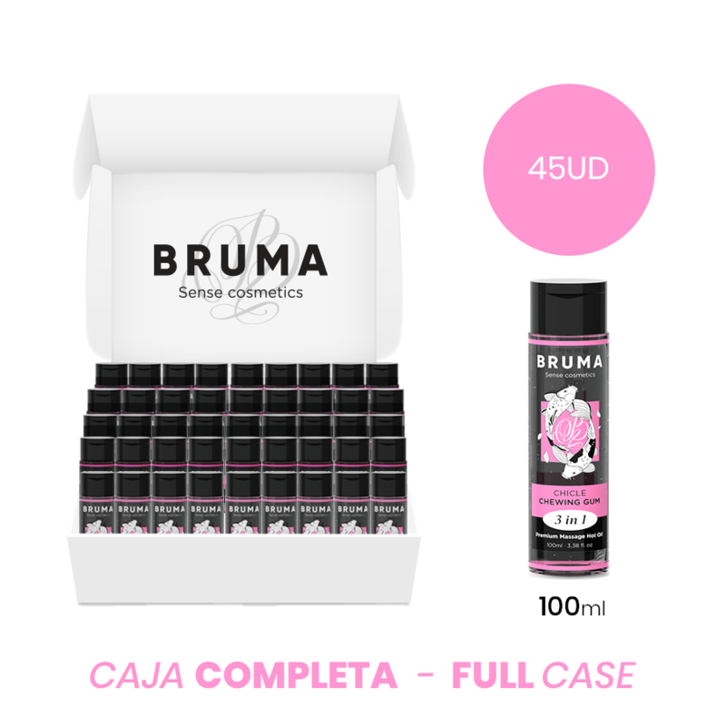 MOQ 45 – BRUMA HUILE DE MASSAGE PREMIUM EFFET CHALEUR SAVEUR GOMME 3 EN 1 – 100 ML