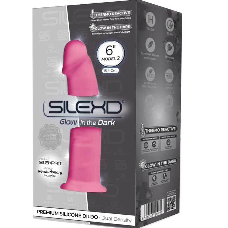 SILEXD – MODÈLE 2 PÉNIS RÉALISTE PREMIUM SILEXPAN SILICONE FLUORESCENT ROSE 15 CM