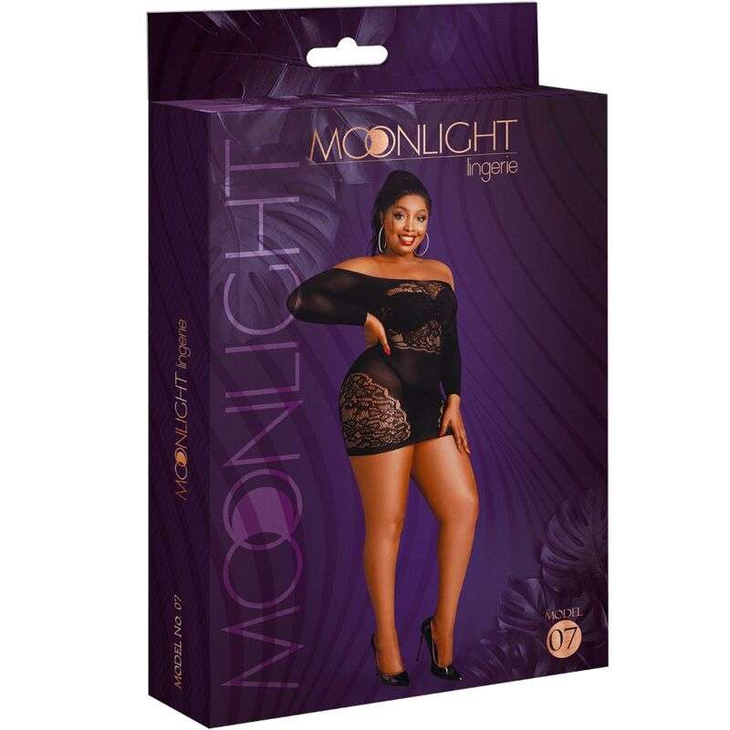 MOONLIGHT – ROBE À MANCHES LONGUES MODÈLE 7 NOIRE GRANDE TAILLE
