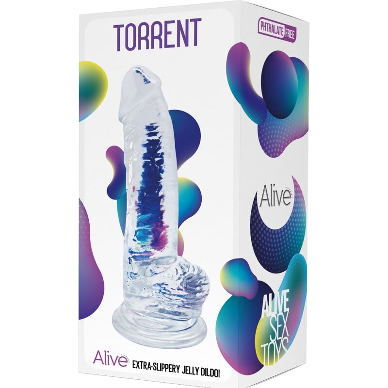 ALIVE – TORRENT PÉNIS RÉALISTE TRANSPARENT 20,6 CM