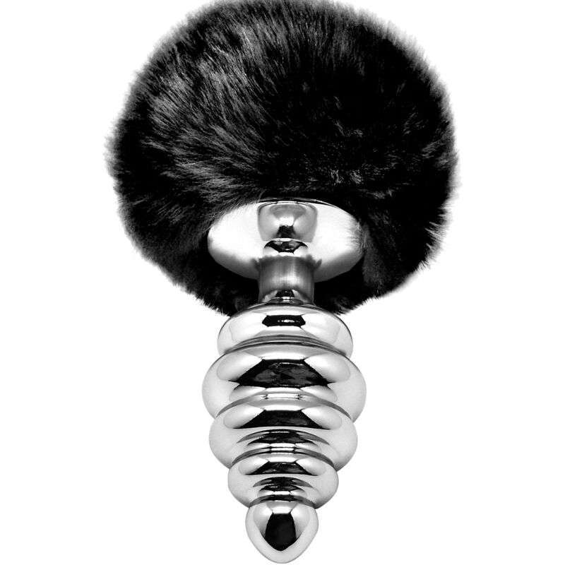 ALIVE – PLUG DE PLAISIR ANAL SPIRAL METAL FLUFFY NOIR TAILLE L