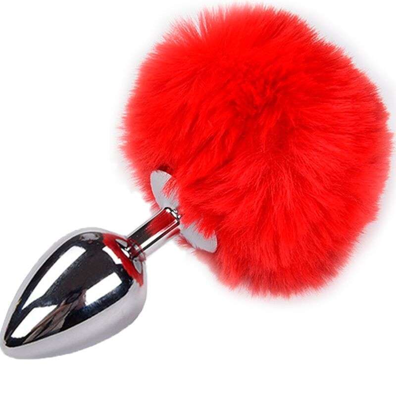 ALIVE – PLUG DE PLAISIR ANAL LISSE MÉTAL FLUFFY ROUGE TAILLE L