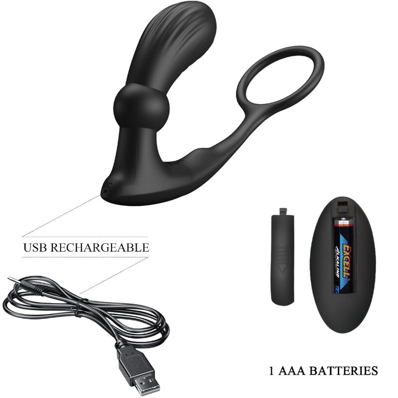 PRETTY LOVE – ANNEAU ANAL ET VIBRATEUR WARREN NOIR