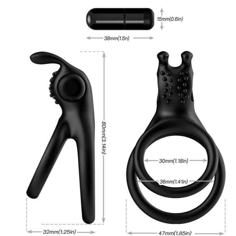 ARMONY – ANNEAU VIBRATEUR DOUBLE TRAVELER POUR COUPLES LAPIN NOIR