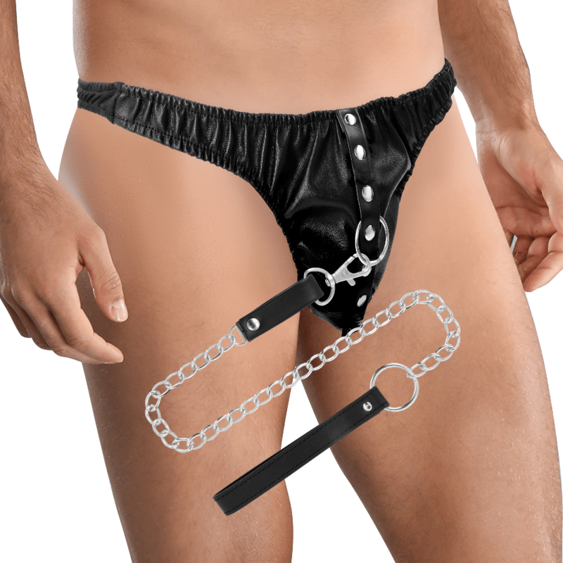DARKNESS – STRING DE SOUMISSION AVEC CHAÎNE EN MÉTAL
